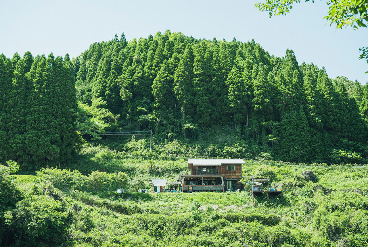 〈ロッジきよかわ〉側から撮影した〈カフェパラム〉の遠景
